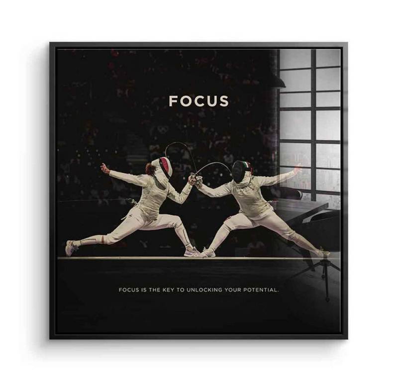 DOTCOMCANVAS® Acrylglasbild Focus #Fechten - Quadrat Edition - Acrylglas, Acrylglasbild Focus Motivation Spruch Kunstdruck Wandbild von DOTCOMCANVAS®