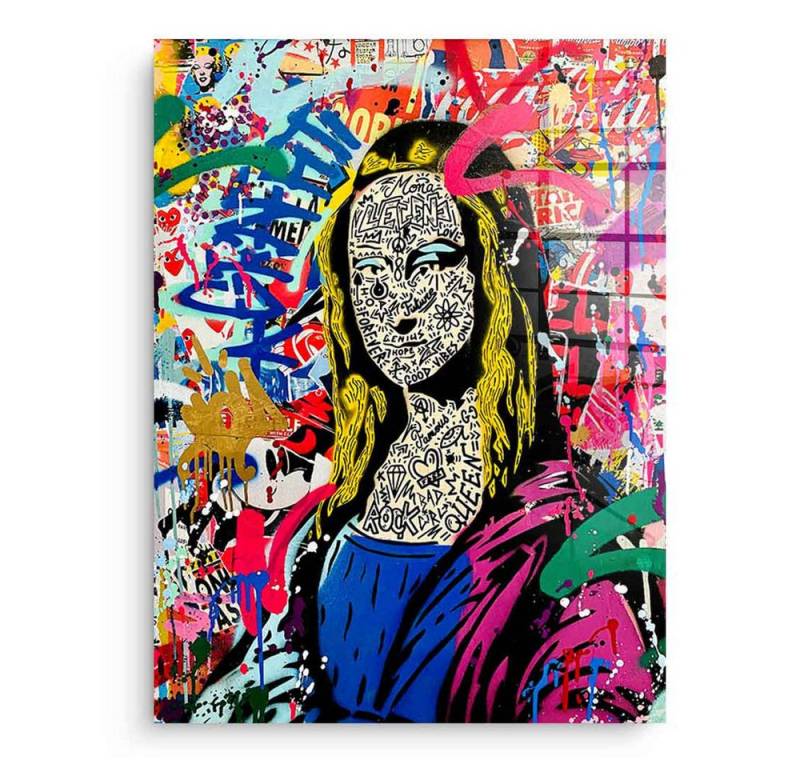 DOTCOMCANVAS® Acrylglasbild GRAFFITI MONA - Acrylglas, Acrylglasbild GRAFFITI MONA LISA Pop Art Portrait hochkant Wandbild von DOTCOMCANVAS®