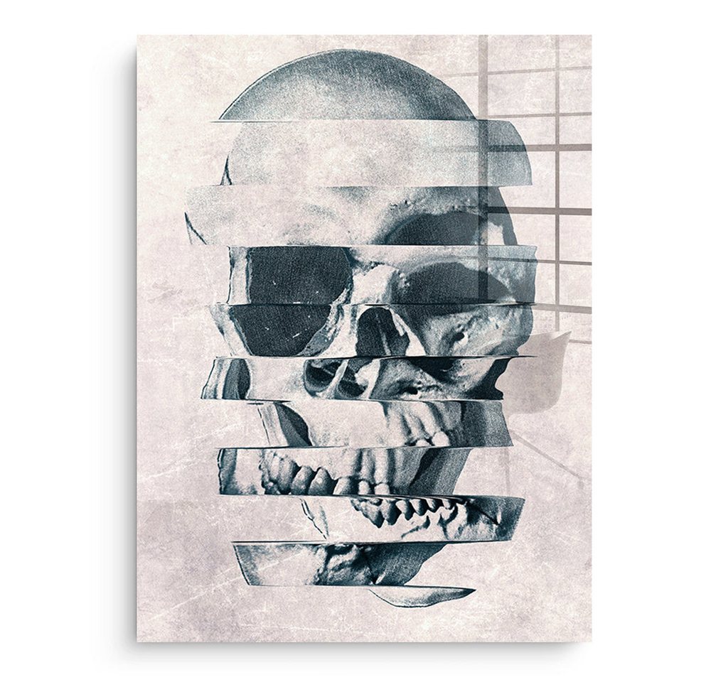 DOTCOMCANVAS® Acrylglasbild Glitch Skull - Acrylglas, Acrylglasbild Glitch Skull Totenkopf Portrait Wandbild von Dotcomcanvas