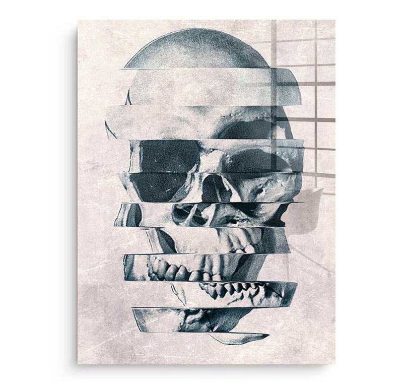 DOTCOMCANVAS® Acrylglasbild Glitch Skull - Acrylglas, Acrylglasbild Glitch Skull Totenkopf Portrait Wandbild von Dotcomcanvas