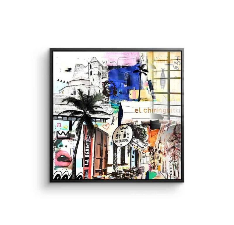 DOTCOMCANVAS® Acrylglasbild Ibiza Funk - Acrylglas, Acrylglasbild Ibiza Funk Lifestyle Streetart Collage quadratisch weiß von DOTCOMCANVAS®