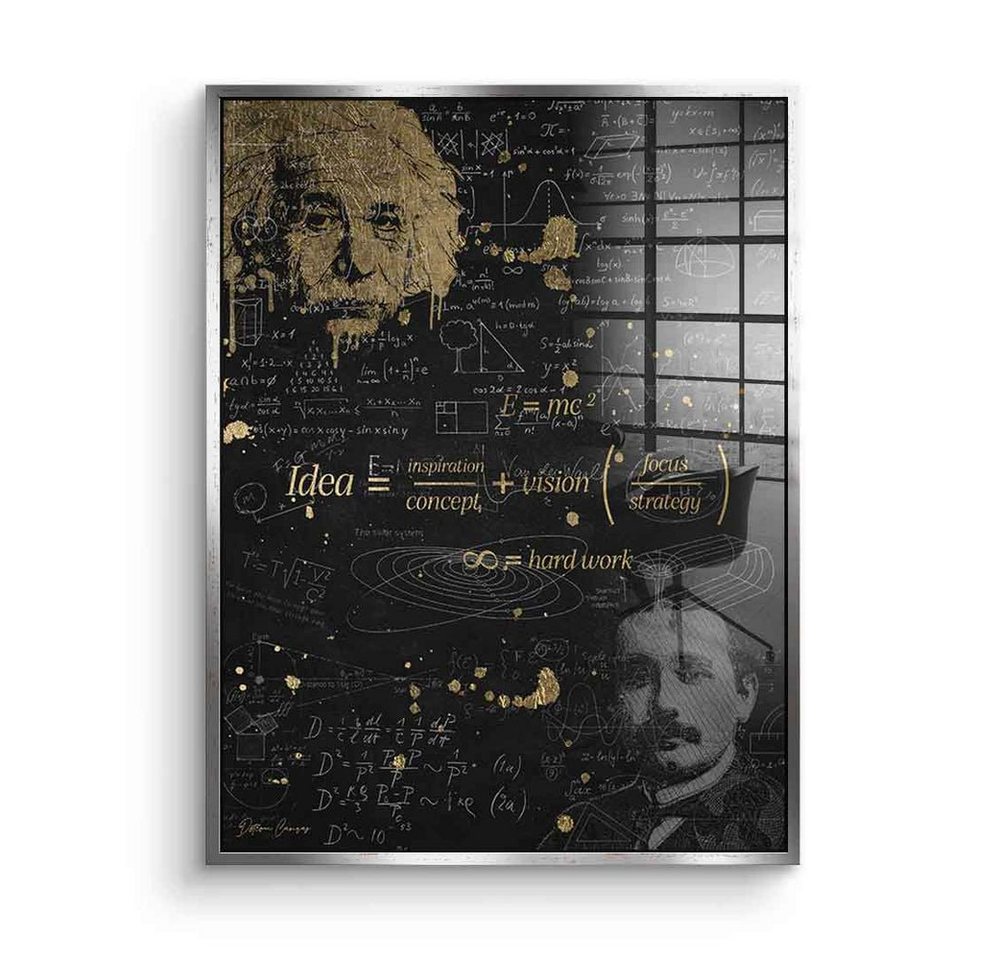 DOTCOMCANVAS® Acrylglasbild Idea - Acrylglas, Acrylglasbild Albert Einstein Idee Motivation Formel Zeichnung Porträt von DOTCOMCANVAS®