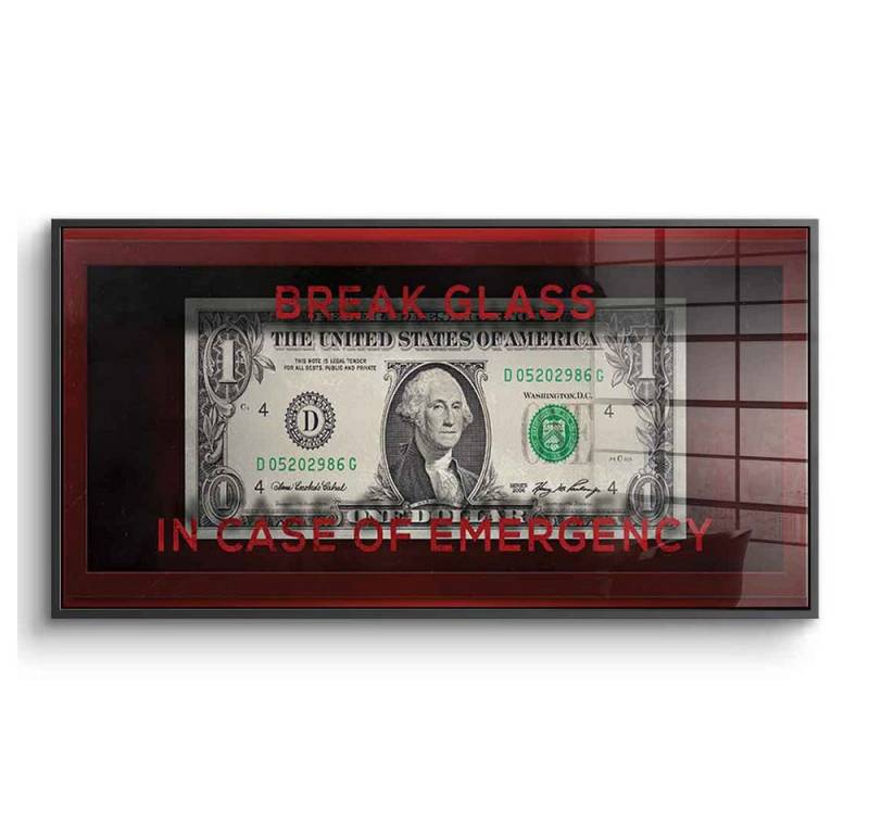 DOTCOMCANVAS® Acrylglasbild In Case of Emergency - Acrylglas, Acrylglasbild Break Glass In Case of Emergency Wandbild Kunstdruck von DOTCOMCANVAS®