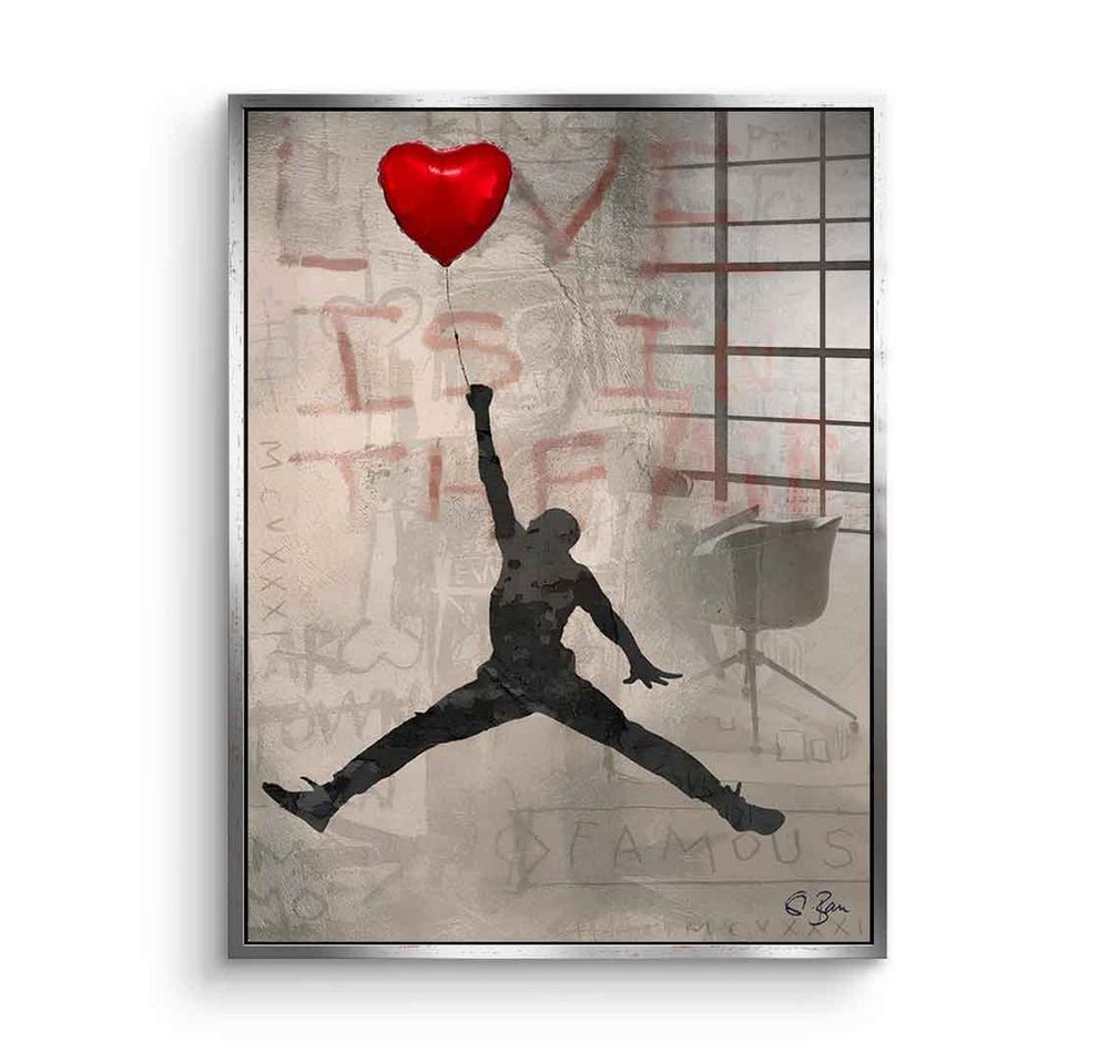 DOTCOMCANVAS® Acrylglasbild Jordan Love - Acrylglas, Acrylglasbild Michael Jordan NBA Basketball Banksy Love is in the air von DOTCOMCANVAS®