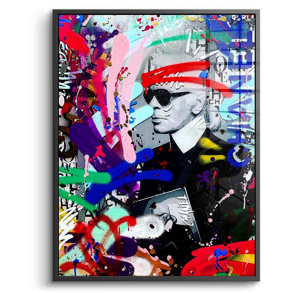 DOTCOMCANVAS® Acrylglasbild KARL BRAND GRAFFITI - Acrylglas, Acrylglasbild KARL GRAFFITI Karl Lagerfeld Pop Art Portrait Wandbild von DOTCOMCANVAS®