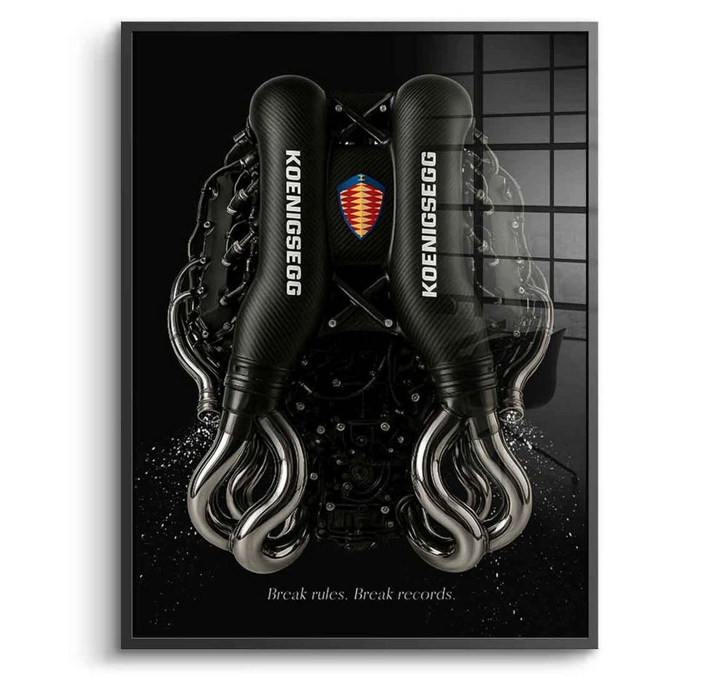 DOTCOMCANVAS® Acrylglasbild Koenigsegg Engine - Acrylglas, Acrylglasbild Koenigsegg Engine schwarz edel luxus Wandbild Kunstdruck von DOTCOMCANVAS®