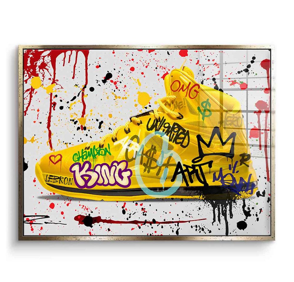 DOTCOMCANVAS® Acrylglasbild LeBron Shoe - Acrylglas, Acrylglasbild LeBron James Shoe Pop Art gelb LA Lakers Wandbild von DOTCOMCANVAS®