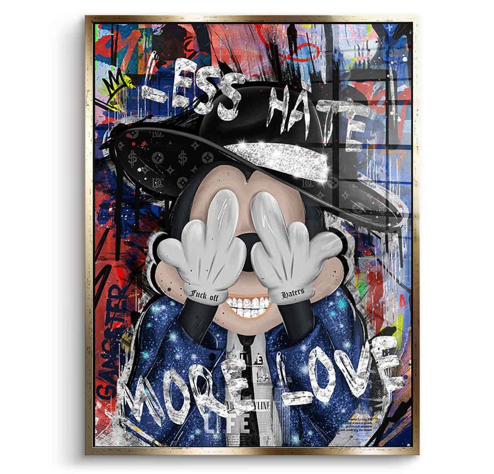 DOTCOMCANVAS® Acrylglasbild Less Hate - Acrylglas, Acrylglasbild Less Hate Comic Cartoon Wandbild Kunstdruck von DOTCOMCANVAS®