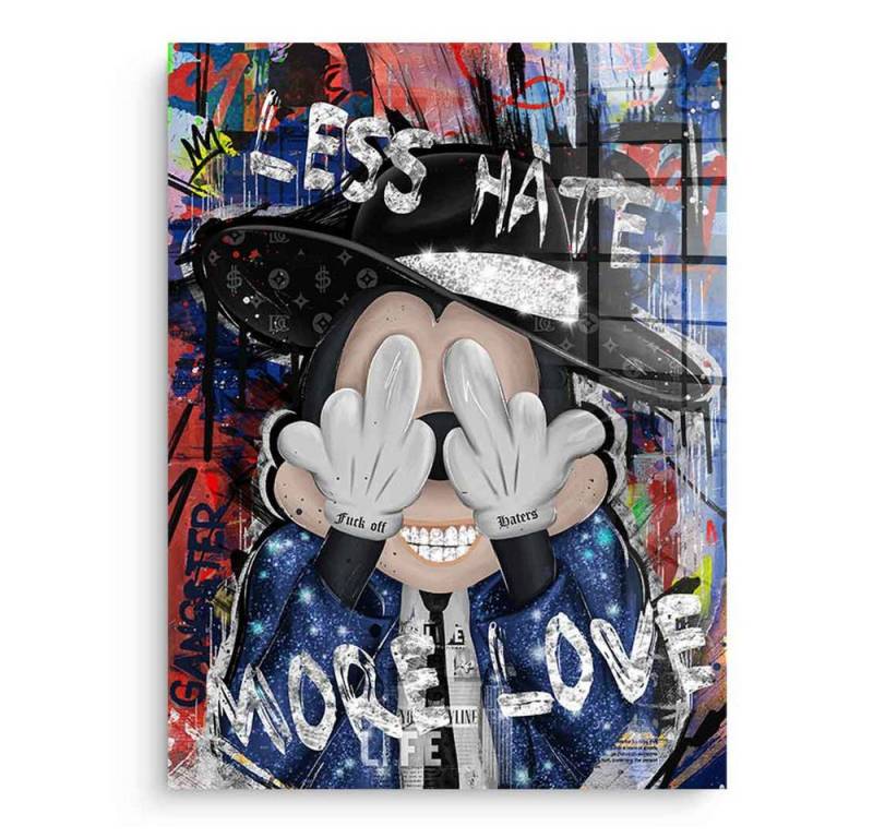 DOTCOMCANVAS® Acrylglasbild Less Hate - Acrylglas, Acrylglasbild Less Hate Comic Cartoon Wandbild Kunstdruck von DOTCOMCANVAS®
