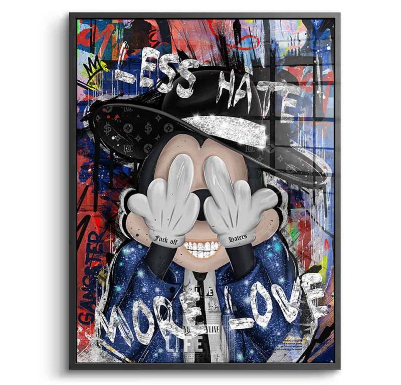 DOTCOMCANVAS® Acrylglasbild Less Hate - Acrylglas, Acrylglasbild Less Hate Comic Cartoon Wandbild Kunstdruck von DOTCOMCANVAS®