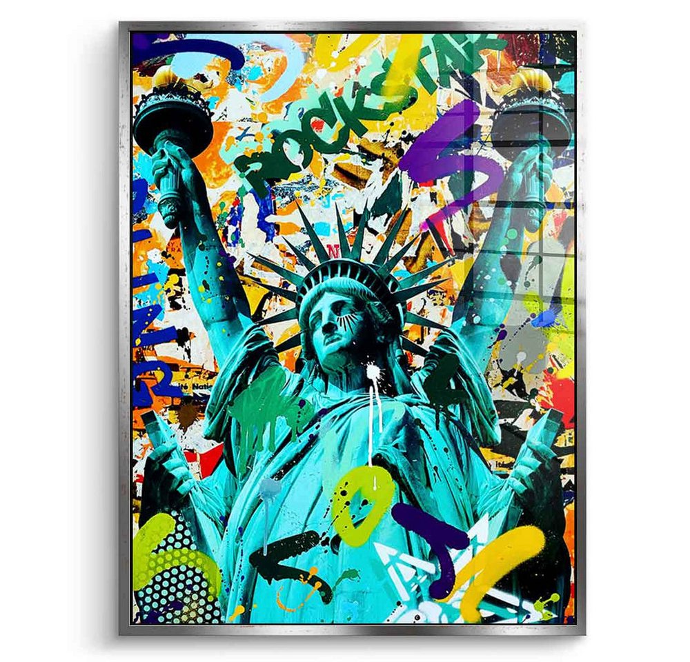 DOTCOMCANVAS® Acrylglasbild Like A Rockstar XL - Acrylglas, Acrylglasbild Statue of Liberty Freiheitsstatue Pop Art grün von DOTCOMCANVAS®