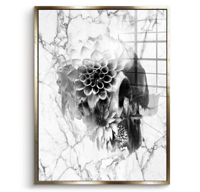 DOTCOMCANVAS® Acrylglasbild Marble Decay Skull - Acrylglas, Acrylglasbild Marble Decay Skull Totenkopf Portrait Wandbild von DOTCOMCANVAS®