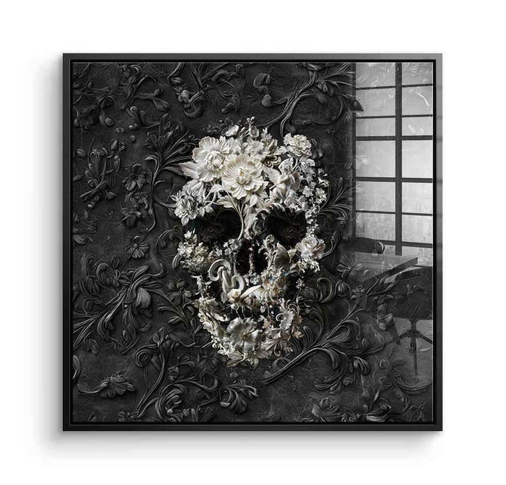 DOTCOMCANVAS® Acrylglasbild Marble Skull - Acrylglas, Acrylglasbild Marble Skull Pop Art Wandbild Kunstdruck von DOTCOMCANVAS®