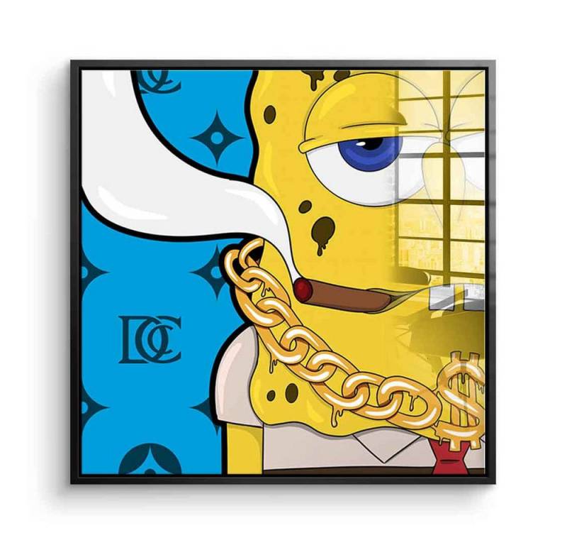 DOTCOMCANVAS® Acrylglasbild Melting Bob - Quadrat Edition - Acrylglas, Acrylglasbild Melting Spongebob Schwammkopf Comic Kunstdruck Wandbild von DOTCOMCANVAS®