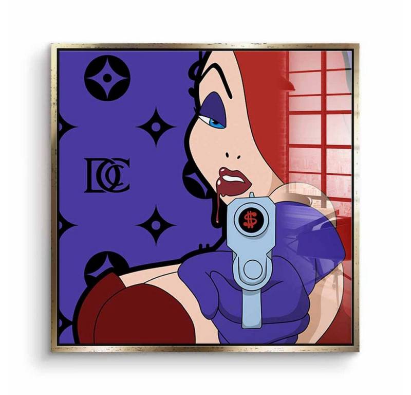 DOTCOMCANVAS® Acrylglasbild Melting Jessica - Quadrat Edition - Acrylglas, Acrylglasbild Melting Jessica Rabbit Comic Cartoon Wandbild Kunstdruck von DOTCOMCANVAS®
