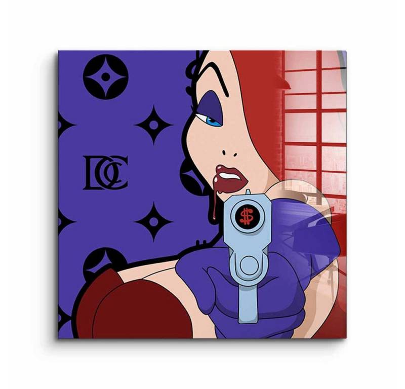 DOTCOMCANVAS® Acrylglasbild Melting Jessica - Quadrat Edition - Acrylglas, Acrylglasbild Melting Jessica Rabbit Comic Cartoon Wandbild Kunstdruck von DOTCOMCANVAS®