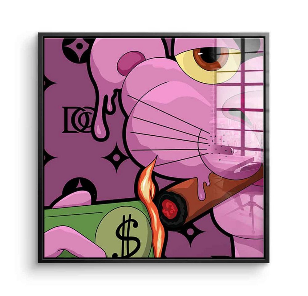 DOTCOMCANVAS® Acrylglasbild Melting Panther - Quadrat Edition - Acrylglas, Acrylglasbild Melting Pink Panther rosarot Wandbild Kunstdruck von DOTCOMCANVAS®
