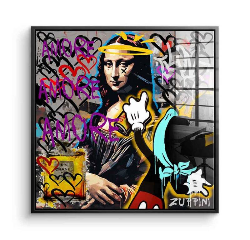 DOTCOMCANVAS® Acrylglasbild Mickey & Mona - Acrylglas, Acrylglasbild Mickey Mouse Mona Lisa Comic Pop Art Wandbild von DOTCOMCANVAS®