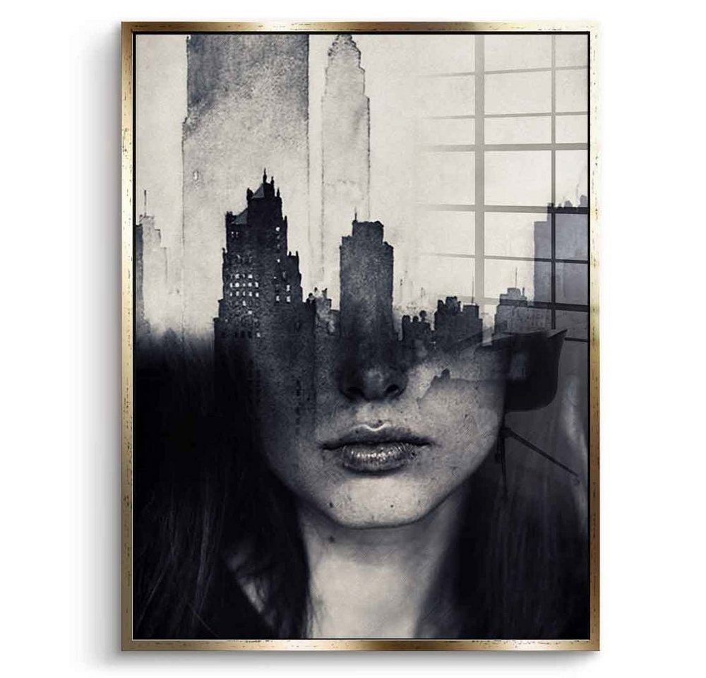 DOTCOMCANVAS® Acrylglasbild Mind Game - Acrylglas, Acrylglasbild schwarz weiß grau abstrakt moderne Kunst Druck Wandbild von DOTCOMCANVAS®