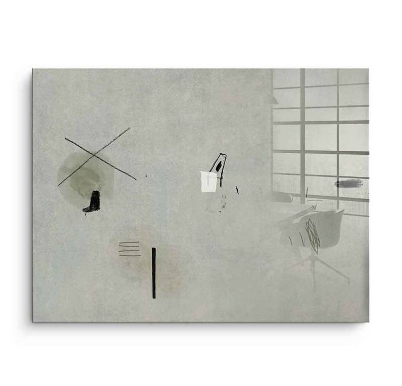 DOTCOMCANVAS® Acrylglasbild Moving in the Warmth - Acrylglas, Acrylglasbild grau beige moderne abstrakte Kunst Druck Wandbild von DOTCOMCANVAS®