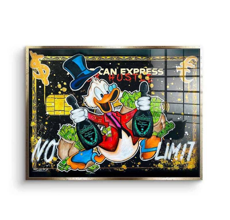 DOTCOMCANVAS® Acrylglasbild No Limit - Acrylglas, Acrylglasbild Dagobert Duck American Express No Limit comic Pop Art von DOTCOMCANVAS®