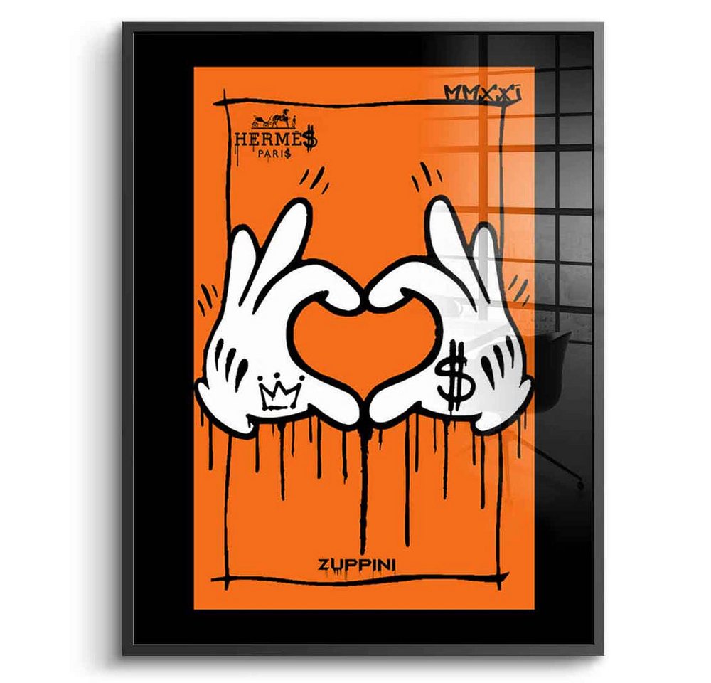 DOTCOMCANVAS® Acrylglasbild Orange Heart - Acrylglas, Acrylglasbild Orange Heart Mickey Mouse Comic Cartoon orange Wandbild von DOTCOMCANVAS®