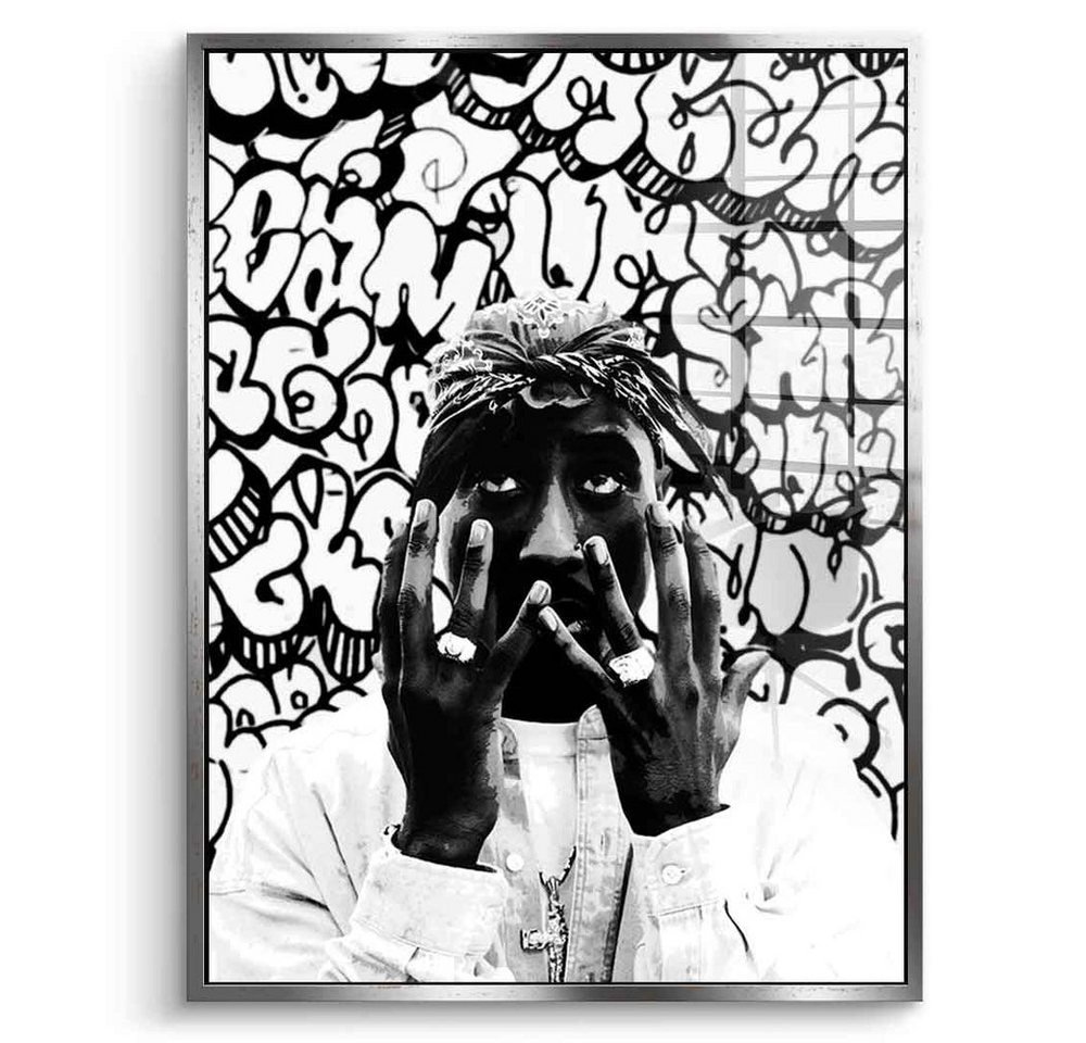 DOTCOMCANVAS® Acrylglasbild PRAY FOR HOPE XL - Acrylglas, Acrylglasbild Tupac Shakur 2pac schwarz weiß Portrait Wandbild Druck von DOTCOMCANVAS®