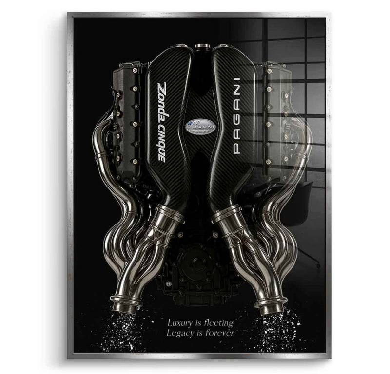 DOTCOMCANVAS® Acrylglasbild Pagani Engine - Acrylglas, Acrylglasbild Pagani engine schwarz edel luxus Wandbild Kunstdruck von DOTCOMCANVAS®