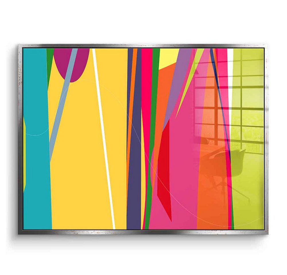 DOTCOMCANVAS® Acrylglasbild Party - Acrylglas, Acrylglasbild gelb rot orange moderne abstrakte Kunst Druck Wandbild von DOTCOMCANVAS®