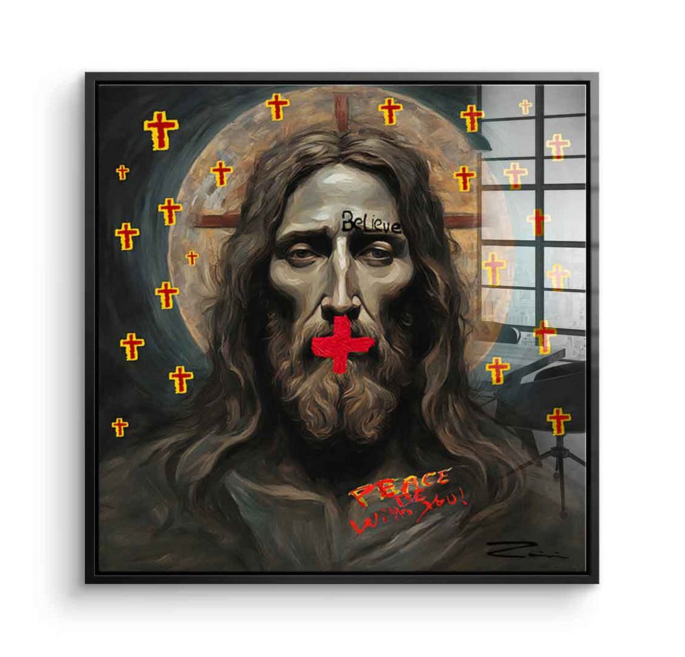 DOTCOMCANVAS® Acrylglasbild Peace Be With You - Acrylglas, Acrylglasbild Peace Be With You Jesus Christus Portrait Glaube von DOTCOMCANVAS®
