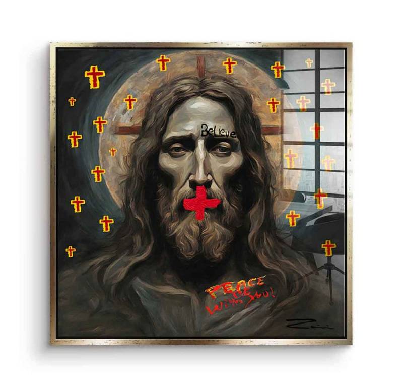 DOTCOMCANVAS® Acrylglasbild Peace Be With You - Acrylglas, Acrylglasbild Peace Be With You Jesus Christus Portrait Glaube von DOTCOMCANVAS®