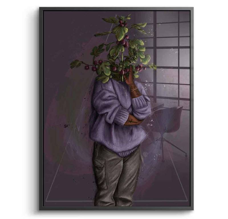 DOTCOMCANVAS® Acrylglasbild Purple Flower Head - Acrylglas, Acrylglasbild Purple Flower Head schwarz lila Wandbild Kunstdruck von DOTCOMCANVAS®