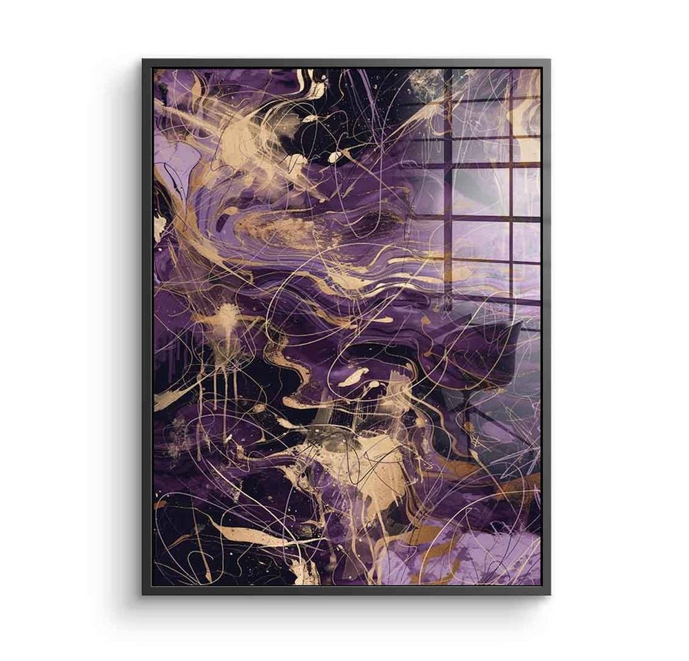 DOTCOMCANVAS® Acrylglasbild Purple Storm - Acrylglas, Acrylglasbild Abstrakte Kunst moderne Kunst hochkant gold lila schwarz von DOTCOMCANVAS®