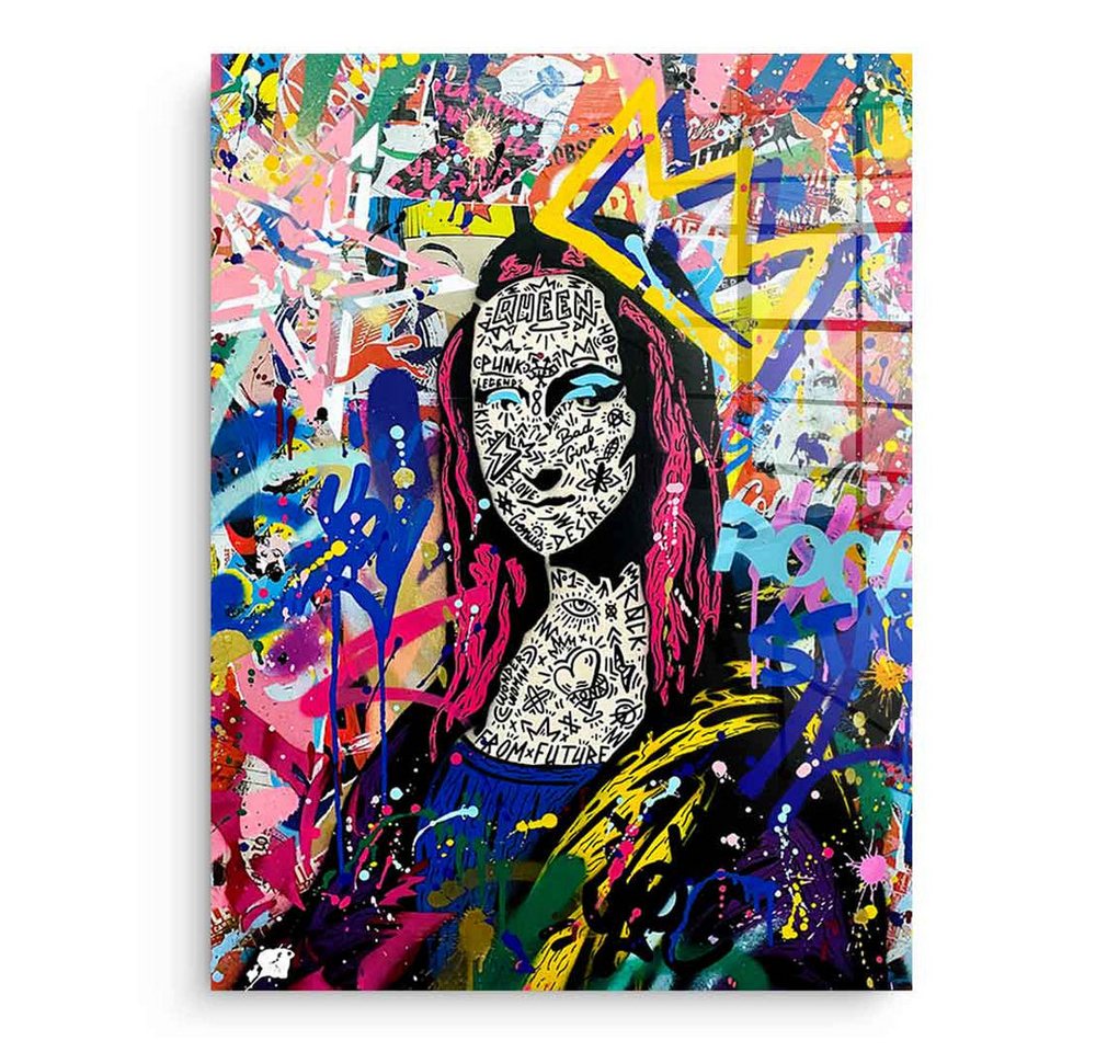 DOTCOMCANVAS® Acrylglasbild QUEEN MONA OK - Acrylglas, Acrylglasbild Mona Lisa Portrait Pop Art Wandbild Kunstdruck von DOTCOMCANVAS®