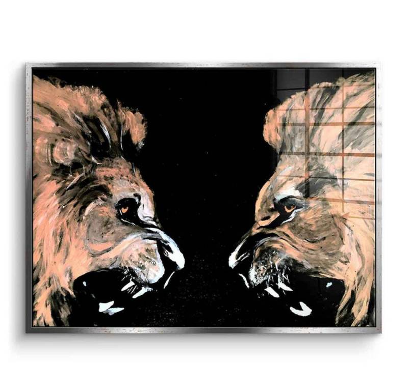DOTCOMCANVAS® Acrylglasbild Roaring - Acrylglas, Acrylglasbild Relax Noot Löwe Lion schwarz quer Wandbild Kunstdruck von DOTCOMCANVAS®