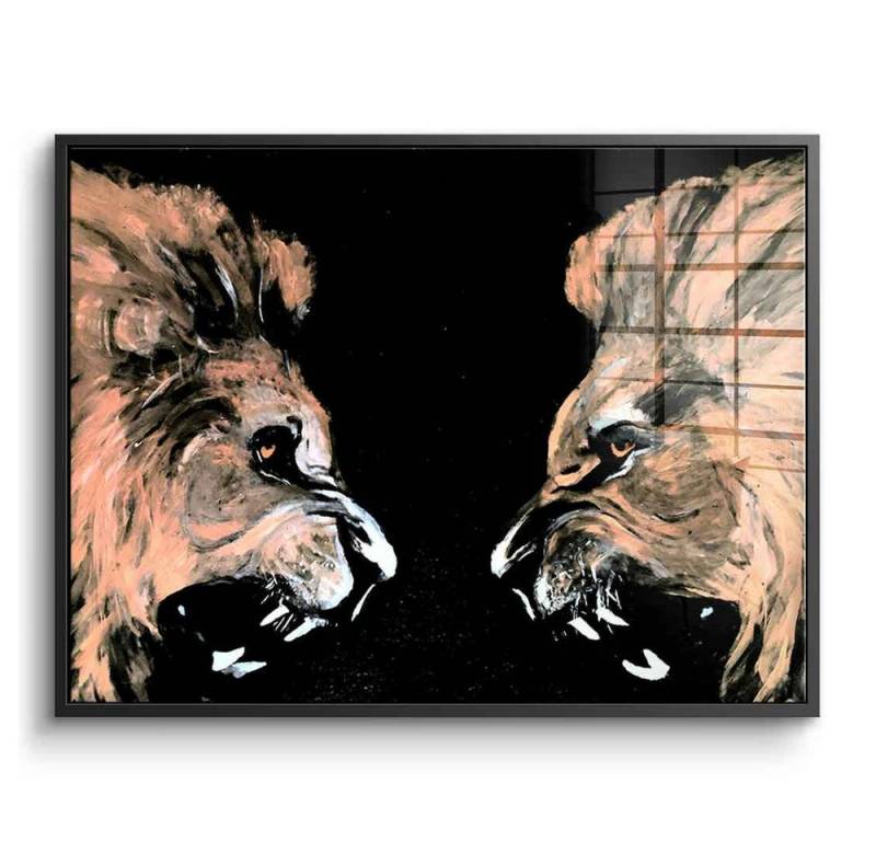 DOTCOMCANVAS® Acrylglasbild Roaring - Acrylglas, Acrylglasbild Relax Noot Löwe Lion schwarz quer Wandbild Kunstdruck von DOTCOMCANVAS®