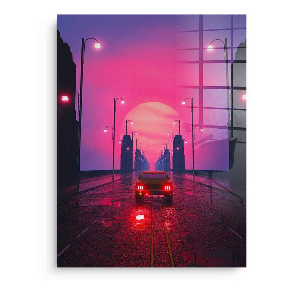 DOTCOMCANVAS® Acrylglasbild Sunset Boulevard - Acrylglas, Acrylglasbild Sunset Boulevard KI AI generiert digitale Kunst Wandbild von Dotcomcanvas