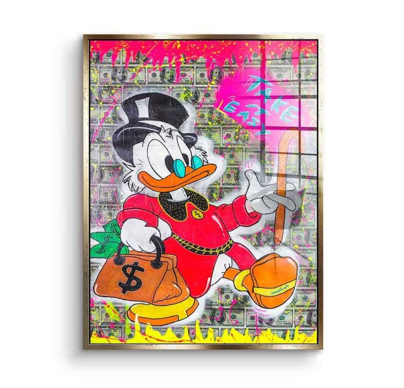 DOTCOMCANVAS® Acrylglasbild Take it Easy - Acrylglas, Acrylglasbild Take it Easy Dagobert Duck Comic Pop Art Hustle Geld von DOTCOMCANVAS®