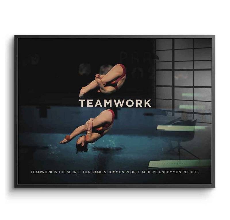 DOTCOMCANVAS® Acrylglasbild Teamwork #Turmspringen - Acrylglas, Acrylglasbild Teamwork Motivation Spruch Kunstdruck Wandbild von DOTCOMCANVAS®