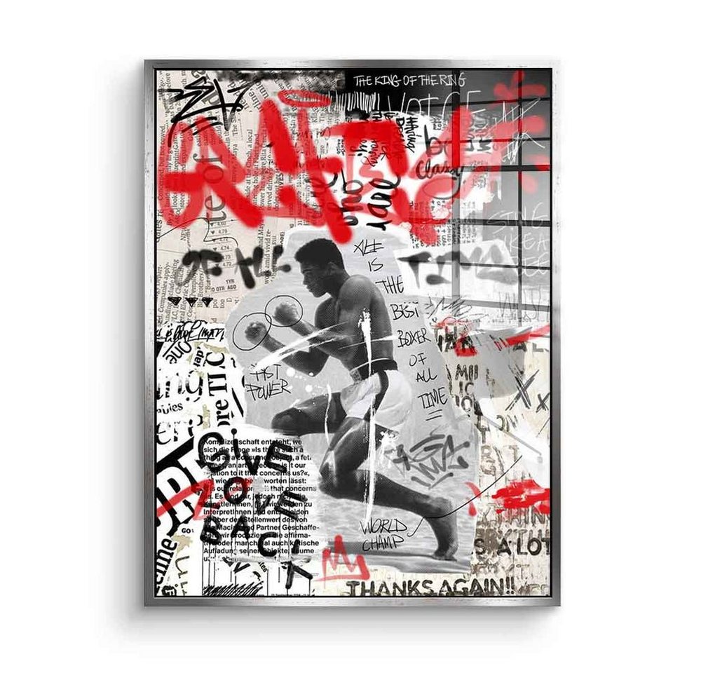 DOTCOMCANVAS® Acrylglasbild The Greatest - Acrylglas, Acrylglasbild Muhammad Ali Boxer Porträt street art Pop Art collage von DOTCOMCANVAS®