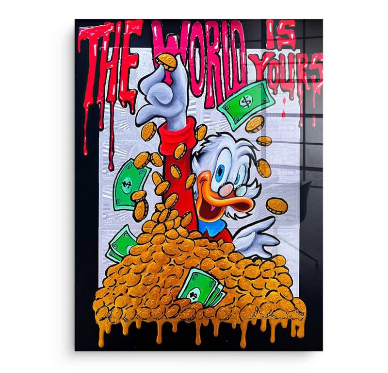 DOTCOMCANVAS® Acrylglasbild The World Is Yours - Acrylglas, Acrylglasbild Scrooge McDuck Dagobert Duck Comic Wandbild Kunstdruck von DOTCOMCANVAS®