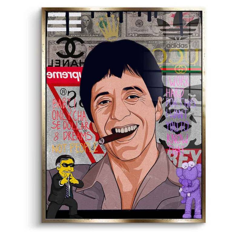 DOTCOMCANVAS® Acrylglasbild Tony Montana - Acrylglas, Acrylglasbild Tony Montana Pop Art Portrait Wandbild von DOTCOMCANVAS®