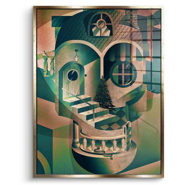 DOTCOMCANVAS® Acrylglasbild Utopia - Acrylglas, Acrylglasbild Utopia Totenkopf Portrait Wandbild von DOTCOMCANVAS®