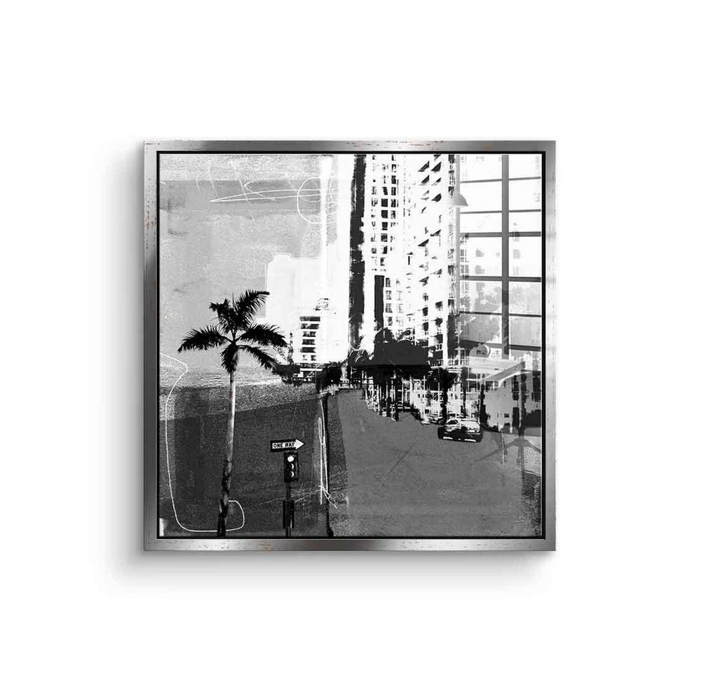 DOTCOMCANVAS® Acrylglasbild Vintage Miami - Acrylglas, Vintage Miami Acrylglasbild quadratisch square schwarz weiß von DOTCOMCANVAS®