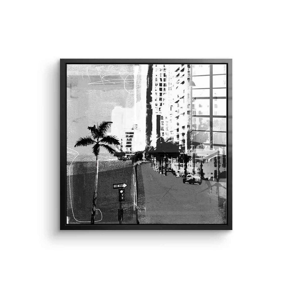 DOTCOMCANVAS® Acrylglasbild Vintage Miami - Acrylglas, Vintage Miami Acrylglasbild quadratisch square schwarz weiß von DOTCOMCANVAS®