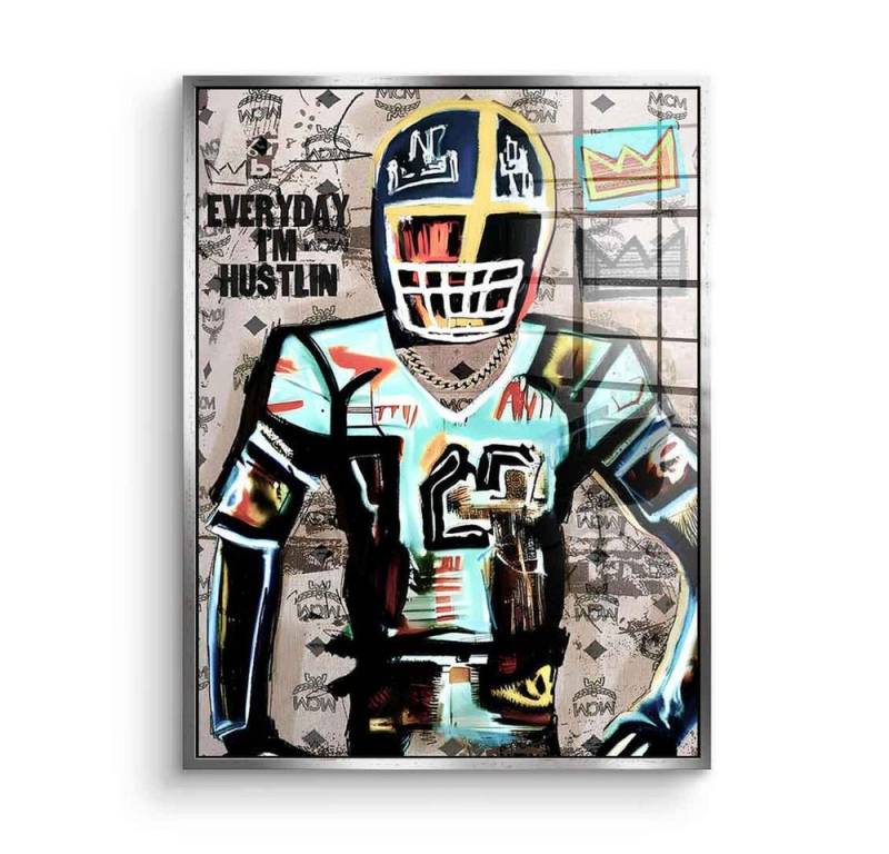 DOTCOMCANVAS® Acrylglasbild Football Hustlin - Acrylglas, Acrylglasbild Football Everyday I´m Hustlin Sport Pop Art Motivation von DOTCOMCANVAS®