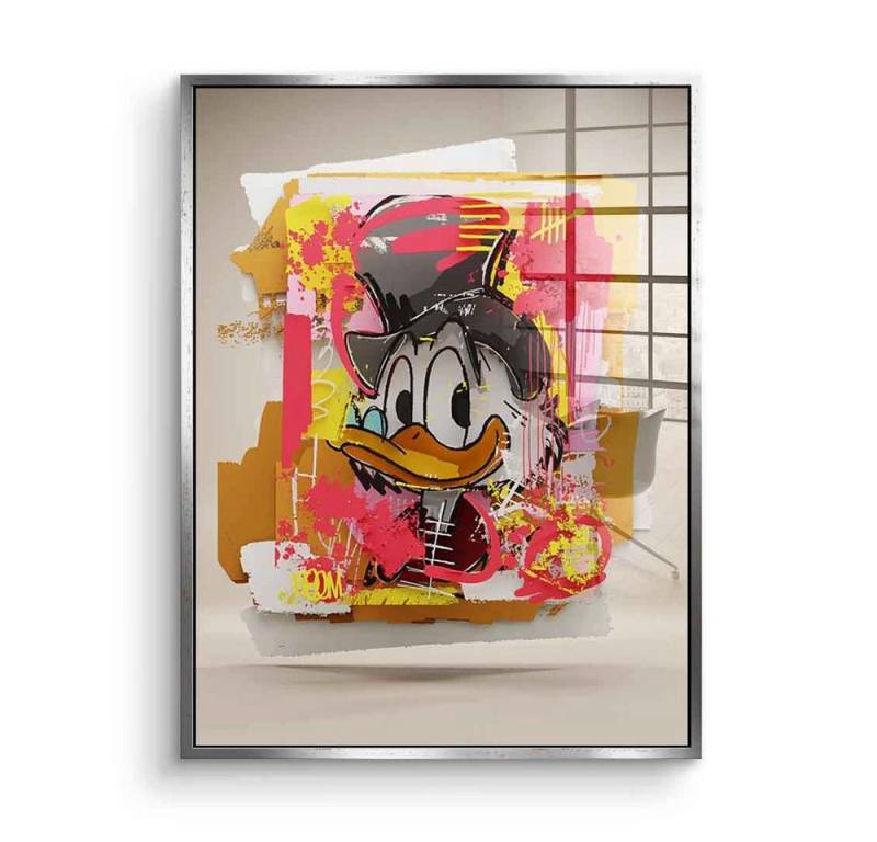 DOTCOMCANVAS® Acrylglasbild Layer Dagobert - Acrylglas, Acrylglasbild Layer Dagobert Duck Comic Cartoon Pop Art rot orange von DOTCOMCANVAS®