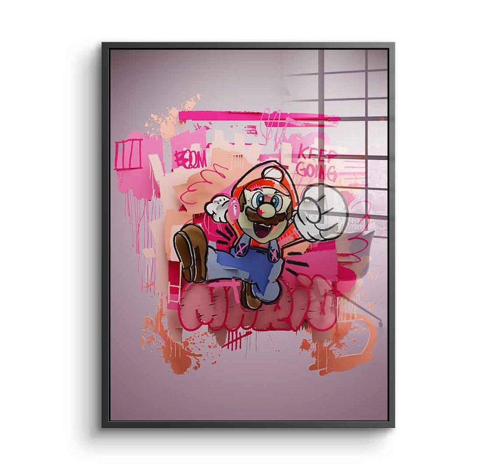 DOTCOMCANVAS® Acrylglasbild Layer Mario - Acrylglas, Acrylglasbild Layer Super Mario Comic Cartoon Pop Art rot violett lila von DOTCOMCANVAS®