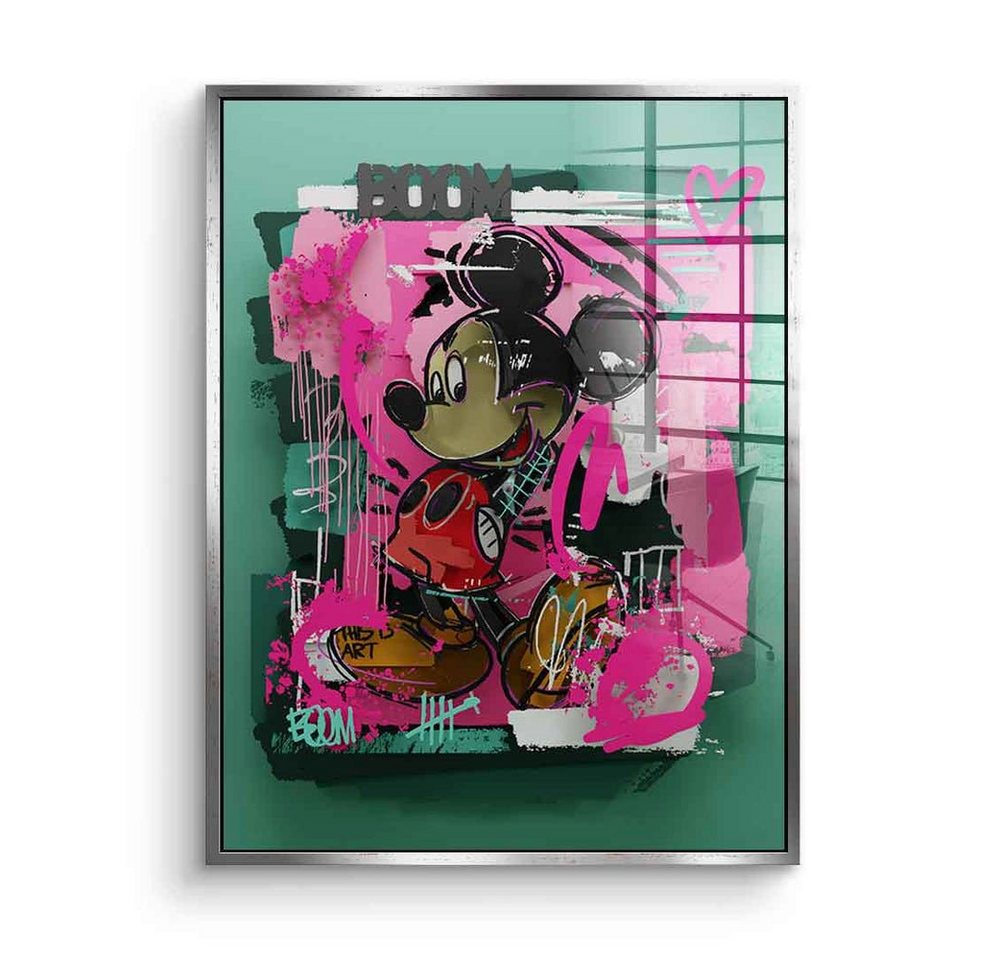 DOTCOMCANVAS® Acrylglasbild Layer Mickey - Acrylglas, Acrylglasbild Layer Mickey Maus Comic Cartoon Pop Art grün rosa pink von DOTCOMCANVAS®