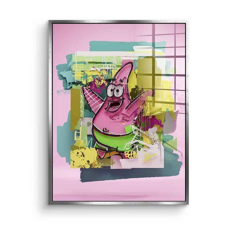 DOTCOMCANVAS® Acrylglasbild Layer Patrick - Acrylglas, Acrylglasbild Patrick Star Spongebob Comic Cartoon Pop Art rosa pink von DOTCOMCANVAS®